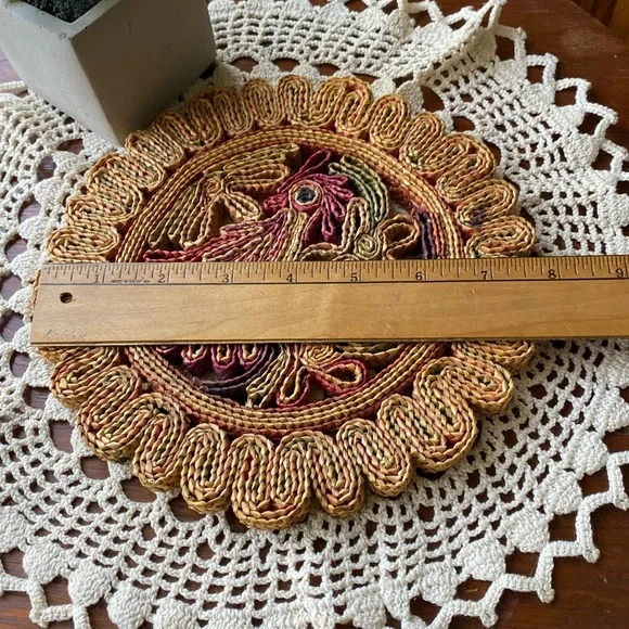 10 Woven Boho Trivets with Floral Design EUC - Picture 14 of 15